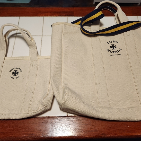 NWOT Tory Burch Mercer Street Large Canvas Tote and Small Tote- set - Picture 2 of 7